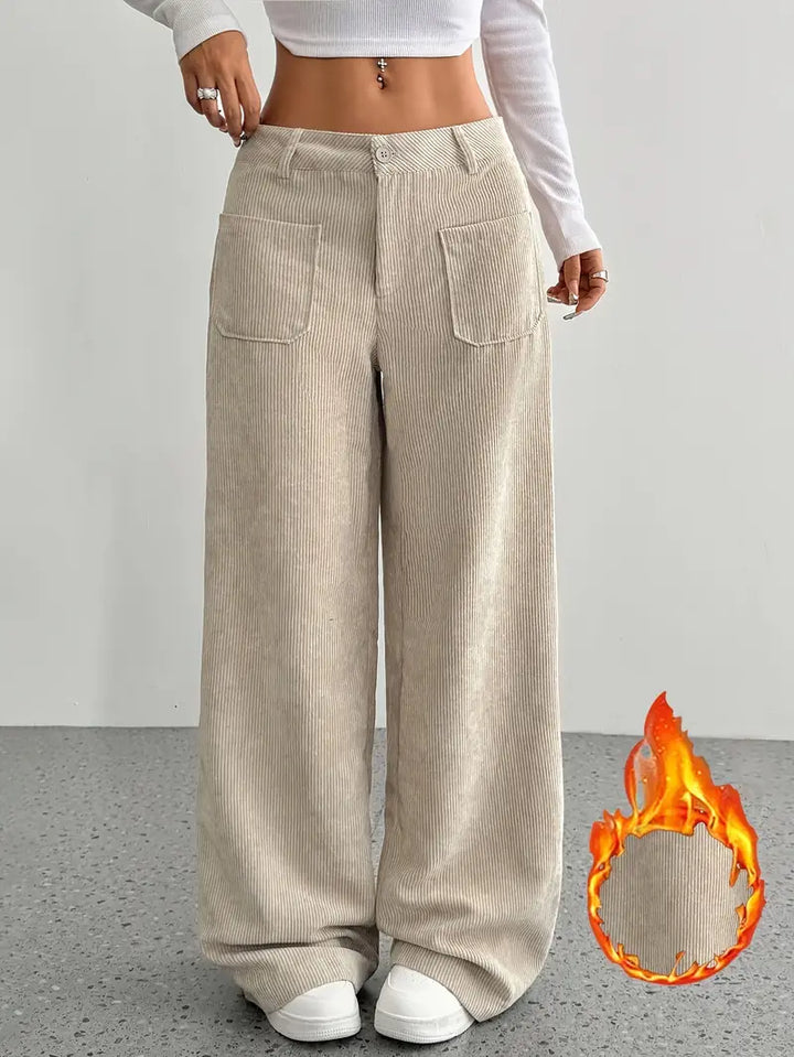 Pantalon large en velours côtelé décontracté