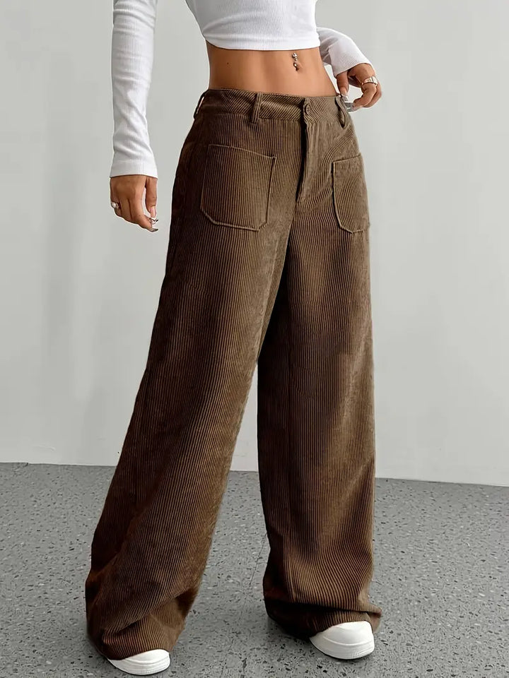 Pantalon large en velours côtelé décontracté