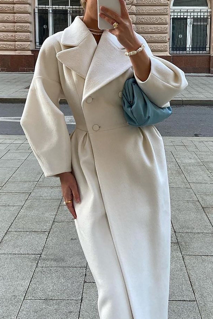 Manteau long surdimensionné femme à double boutonnage