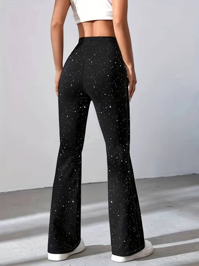 Pantalon évasé femme avec effet pailleté