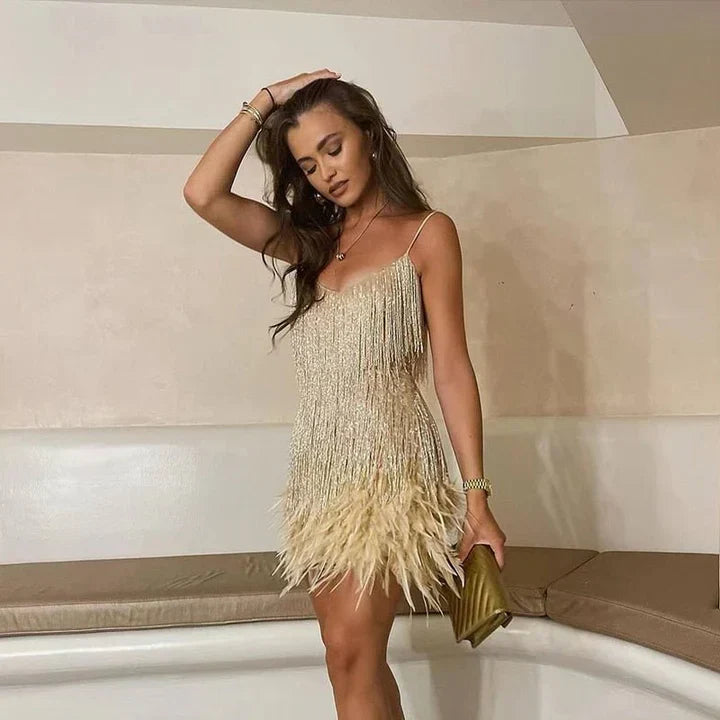 Robe à Franges Femme Tendance au Style Chic