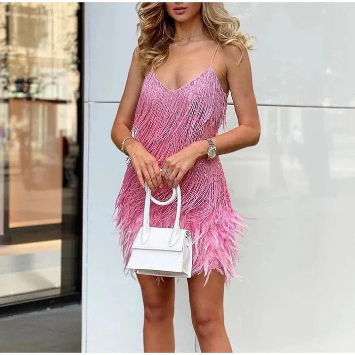 Robe à Franges Femme Tendance au Style Chic