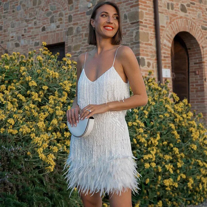 Robe à Franges Femme Tendance au Style Chic