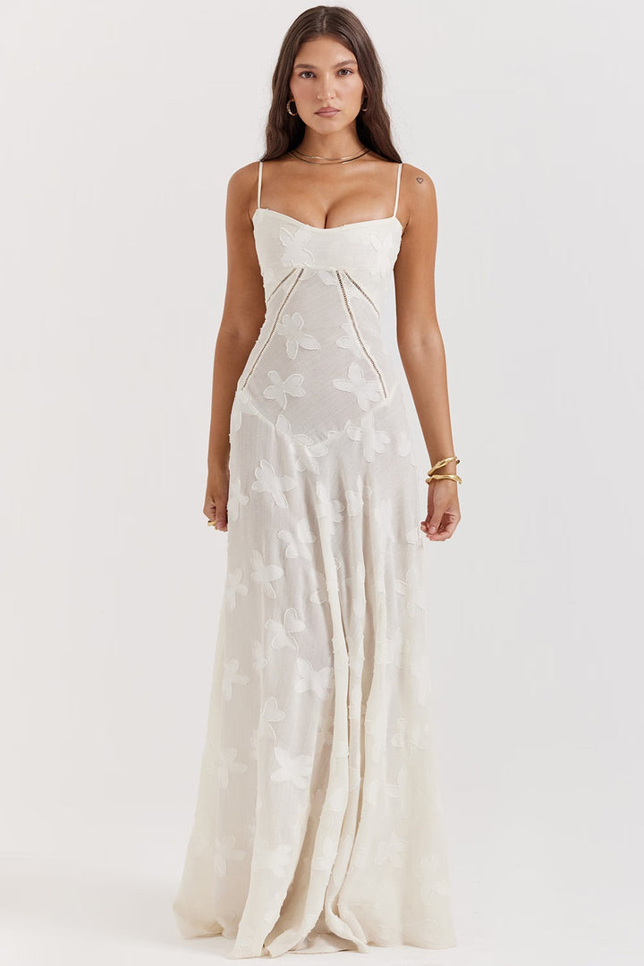Robe longue en dentelle chic style corset