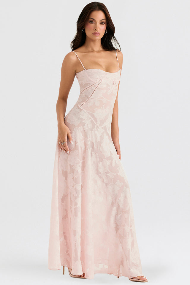 Robe longue en dentelle chic style corset