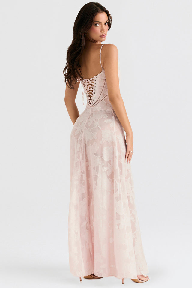 Robe longue en dentelle chic style corset