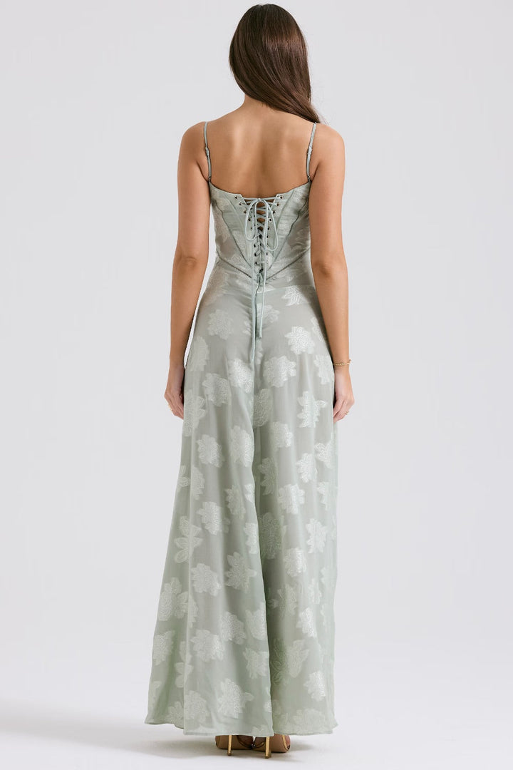Robe longue en dentelle chic style corset
